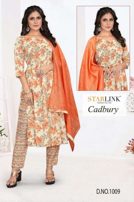 Starlink new launch Cadburry Capsule printed 3 pice set ready made suits wholesaler  kurtis catalogs