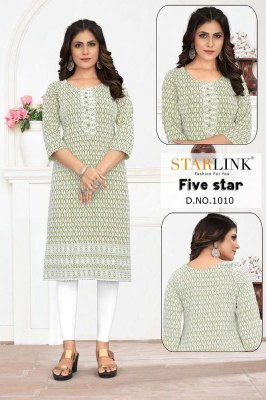 Starlink new launch five star rayon with shifli work thread work Kurti wholesaler supplier in India  kurtis catalogs