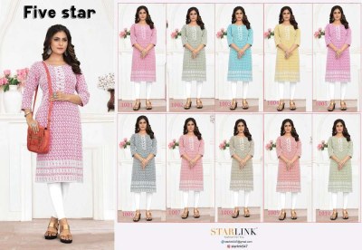 Starlink new launch five star rayon with shifli work thread work Kurti wholesaler supplier in India  kurtis catalogs