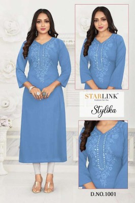 Starlink new stylika pure 60-60 cotton lakhnavi work designer Kurti wholesaler price  kurtis catalogs