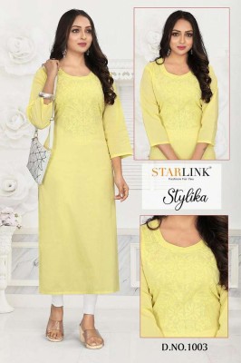 Starlink new stylika pure 60-60 cotton lakhnavi work designer Kurti wholesaler price  kurtis catalogs