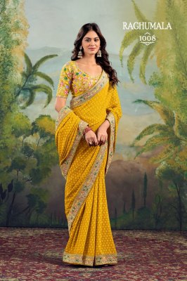 Stavan Raghumala Heavy Georgette Saree with Fancy Lace & Heavy Embroidery Blouse  Wholesale  sarees catalogs