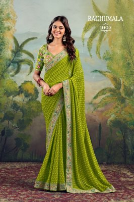 Stavan Raghumala Heavy Georgette Saree with Fancy Lace & Heavy Embroidery Blouse  Wholesale  sarees catalogs