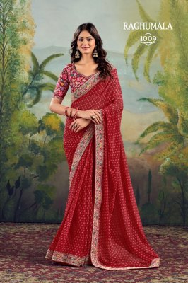 Stavan Raghumala Heavy Georgette Saree with Fancy Lace & Heavy Embroidery Blouse  Wholesale  sarees catalogs