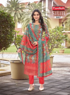 Stuti vol 3 by Taniksh embroidered digital printed kurti pant and dupatta catalogue at amaviexpo readymade suit catalogs