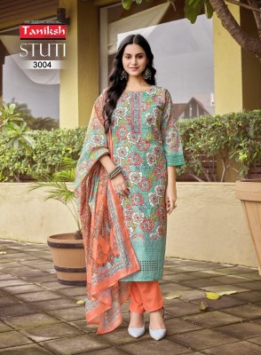 Stuti vol 3 by Taniksh embroidered digital printed kurti pant and dupatta catalogue at amaviexpo readymade suit catalogs