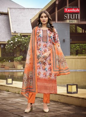 Stuti vol 3 by Taniksh embroidered digital printed kurti pant and dupatta catalogue at amaviexpo readymade suit catalogs