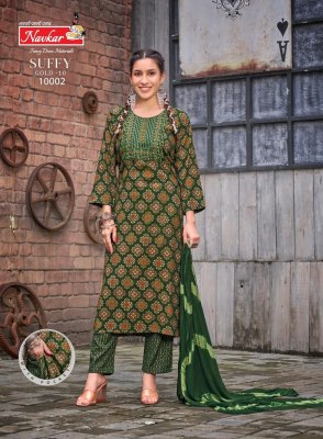 Suffy Gold Vol 10 by Navkar Reyon Printed Fancy Kurti Pant and Dupatta catalogue at Low rate readymade suit catalogs