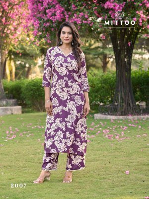 Sulekha vol 2 by Mittoo Reyon Printed top and pant with pocket collection in budget price kurtis catalogs