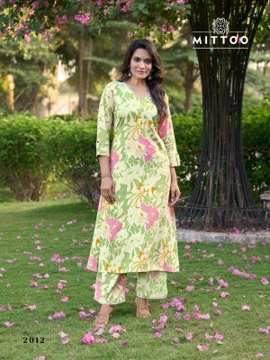 Sulekha vol 2 by Mittoo Reyon Printed top and pant with pocket collection in budget price kurtis catalogs