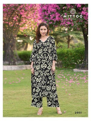 Sulekha vol 2 by Mittoo Reyon Printed top and pant with pocket collection in budget price kurtis catalogs