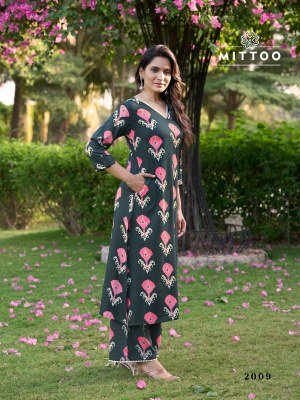 Sulekha vol 2 by Mittoo Reyon Printed top and pant with pocket collection in budget price kurtis catalogs