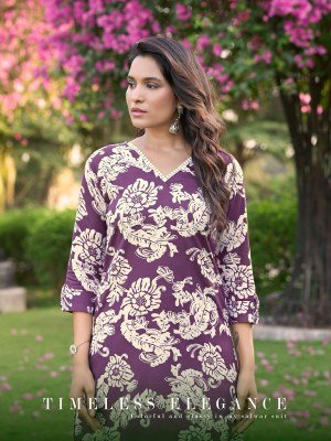 Sulekha vol 2 by Mittoo Reyon Printed top and pant with pocket collection in budget price kurtis catalogs