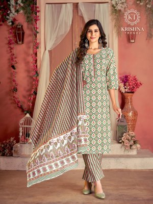 Sumer cotton vol 1 by Krishna trends fancy jaipuri cotton kurti pant and dupatta catalogue at afforable rate readymade suit catalogs