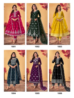 Sumer fastival vol 1 by Krishna trendz roman silk embroidered  readymade suit catalogue at affordable rate readymade suit catalogs