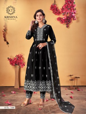 Sumer fastival vol 1 by Krishna trendz roman silk embroidered  readymade suit catalogue at affordable rate readymade suit catalogs