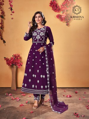 Sumer fastival vol 1 by Krishna trendz roman silk embroidered  readymade suit catalogue at affordable rate readymade suit catalogs