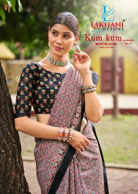 Summer Collection Lakhani Kum Kum Ajrakh Vol 02  Cotton Sarees Wholesale  wholesale catalogs