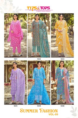 Summer Fashion vol 9 by Tips and tops cotton printed straight top bottom and dupatta catalogue at affordable rate  readymade suit catalogs