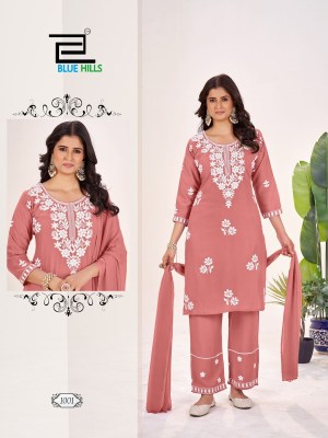 Summer Frrls by Blue Hills reyon embroidered short top bottom and dupatta collection at affordable rate readymade suit catalogs