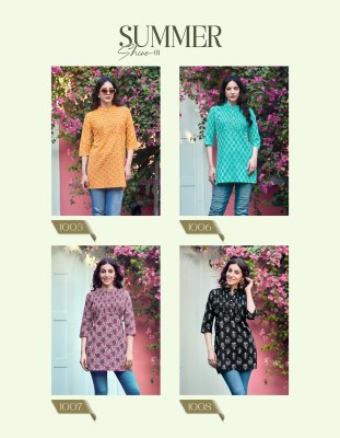 Summer shine vol 1 by Radhika life style pure heavy cotton printed short top catalogue at affordable rate western wear catalogs