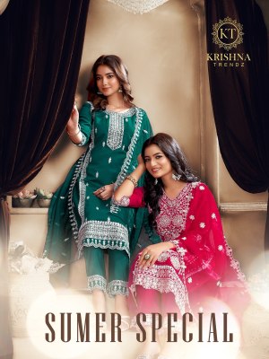 Summer special vol 1 by krishna Trendz  roman silk  readymade suit catalogue at low rate Krishna Trendz