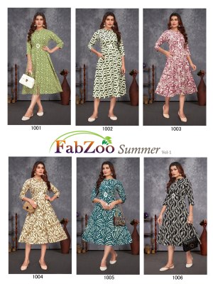 Summer vol 1 by FabZoo New Frock Style Designer kurti Collection catalogue at low rate kurtis catalogs