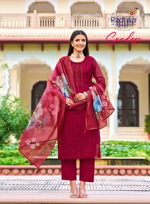 Sundari vol 1 by Radhika life style Pure organza hand work kurti pant and dupatta catalogue at affordable rate readymade suit catalogs