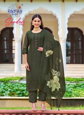 Sundari vol 1 by Radhika life style Pure organza hand work kurti pant and dupatta catalogue at affordable rate readymade suit catalogs