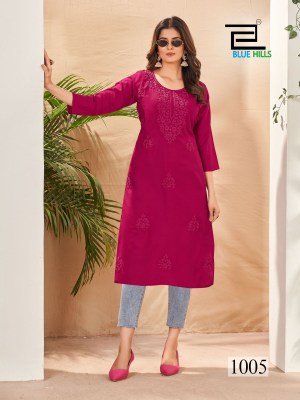 Supriya by Blue Hills chikankari work rayon straight kurti catalogue at low rate kurtis catalogs