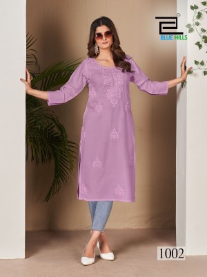 Supriya by Blue Hills chikankari work rayon straight kurti catalogue at low rate kurtis catalogs