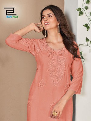 Supriya by Blue Hills chikankari work rayon straight kurti catalogue at low rate kurtis catalogs