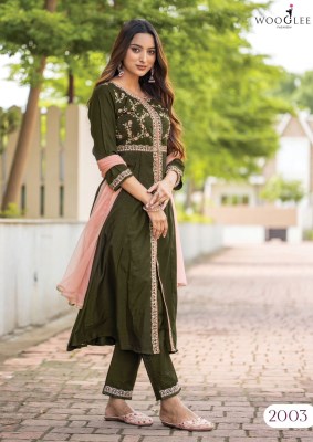 Surkhi by Wooglee Thread handwork Flared Kurti pant and dupatta collection at affordable rate readymade suit catalogs