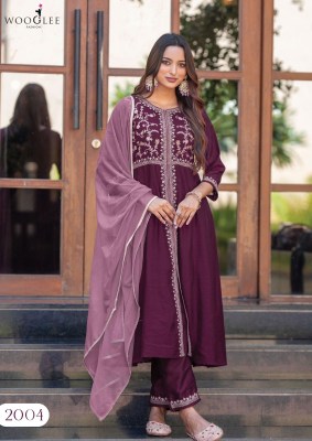 Surkhi by Wooglee Thread handwork Flared Kurti pant and dupatta collection at affordable rate readymade suit catalogs