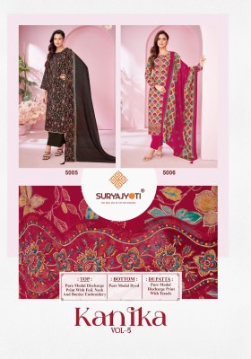 SuryaJyoti Kanika Vol 05 Dress Material  Unstiched Pure Modal Print With Foil, Neck And Border Embroidery Work Wholesale kurtis catalogs