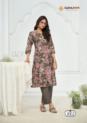 Suryajyoti Nimisha Vol-1  New Collection A Line Kurti With Pant Cord Set Wholesale  co ord set catalogs