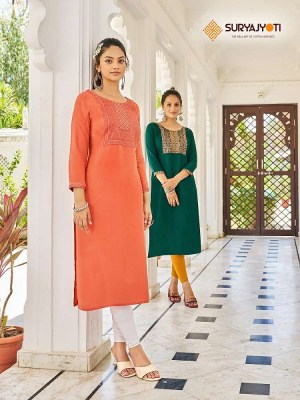  Suryajyoti Nirja Advance Vol 7 pure rayon cotton printed neck embroidery work Kurti wholesaler  kurtis catalogs