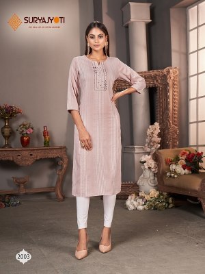 Suryajyoti Nirja by Sunlight Vol-2 reyon viscose fabric kurti pant and dupatta catalogue at wholesale price kurtis catalogs