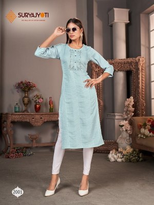 Suryajyoti Nirja by Sunlight Vol-2 reyon viscose fabric kurti pant and dupatta catalogue at wholesale price kurtis catalogs