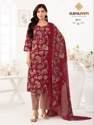 Suryajyoti Trendy Cotton Vol 67 Pure Cotton Printed Kurti Pant Dupatta Set Wholesale kurtis catalogs