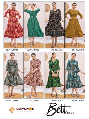 Suryajyoti by Belt vol 5 reyon foil printed kurti catalogue at low rate kurtis catalogs