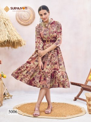 Suryajyoti by Belt vol 5 reyon foil printed kurti catalogue at low rate kurtis catalogs