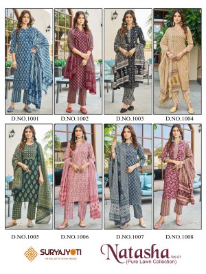 Suryajyoti by Larqis Natasha vol 1 pure lawn cotton kurti catalogue at wholesale price kurtis catalogs