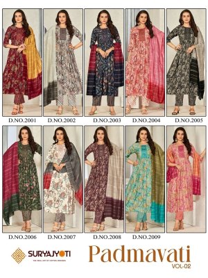 Suryajyoti by Padmavati Vol 2 Nyra Cut Kurti Pant With Dupatta readymade suit catalogs