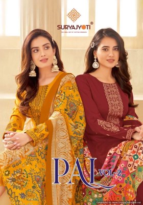 Suryajyoti by Pal Vol 2 Jaam Satin Cotton with work unstitched dress material catalogue at amaviexpo Suryajyoti suits