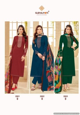 Suryajyoti by Pal Vol 2 Jaam Satin Cotton with work unstitched dress material catalogue at amaviexpo salwar kameez catalogs