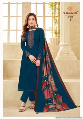 Suryajyoti by Pal Vol 2 Jaam Satin Cotton with work unstitched dress material catalogue at amaviexpo salwar kameez catalogs