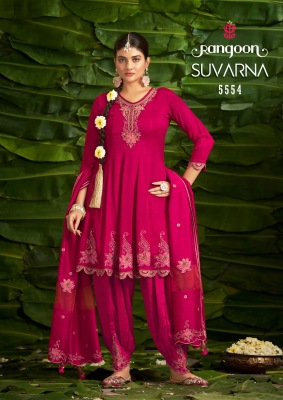 Suvarna by Rangoon Silk with Fancy kali suit with Afghani and dupatta collection wholesale catalogs