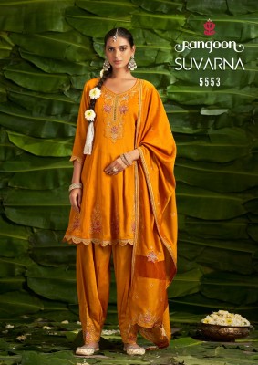 Suvarna by Rangoon Silk with Fancy kali suit with Afghani and dupatta collection readymade suit catalogs