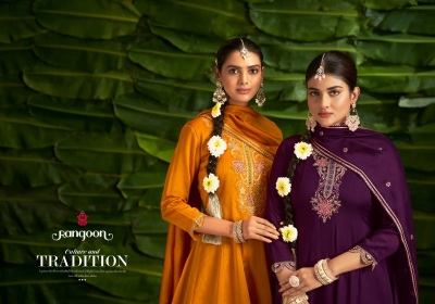 Suvarna by Rangoon Silk with Fancy kali suit with Afghani and dupatta collection readymade suit catalogs